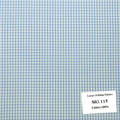 Vải May Đồng Phục Áo Sơ Mi Công Sở Màu Xanh Biển Nhạt Caro S03.115