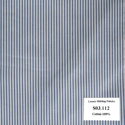 Vải May Đồng Phục Áo Sơ Mi Công Sở Màu Xanh Biển Đậm Sọc Dọc S03.112