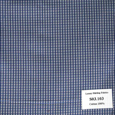 Vải May Đồng Phục Áo Sơ Mi Công Sở Màu Xanh Đen Caro S03.103