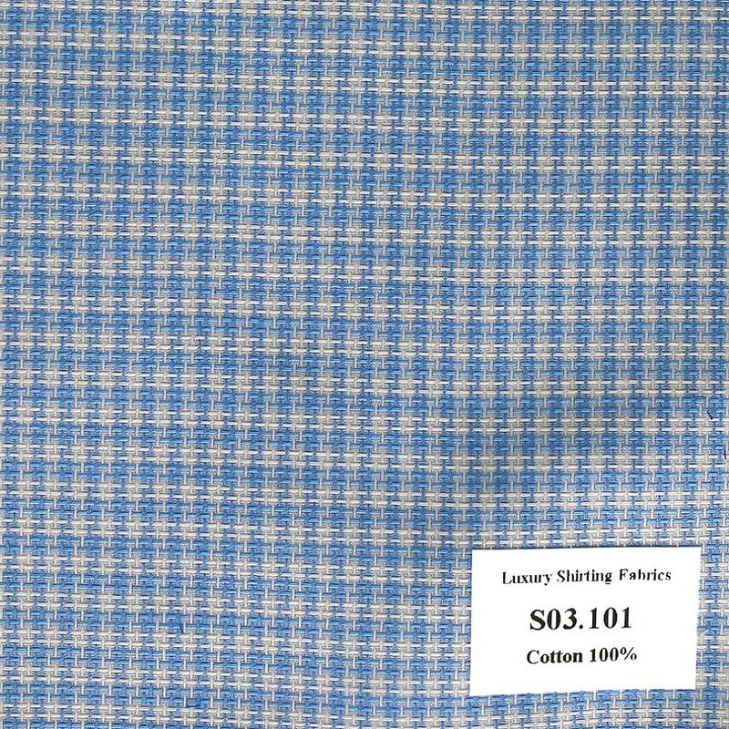 Vải May Đồng Phục Áo Sơ Mi Công Sở Màu Xanh Biển Vân S03.101