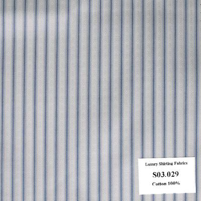Vải May Đồng Phục Áo Sơ Mi Công Sở Màu Xanh Biển Sọc Dọc S03.029
