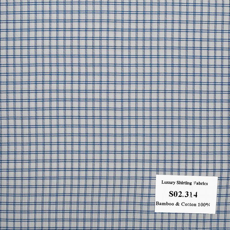 Vải May Đồng Phục Áo Sơ Mi Công Sở Màu Xanh Biển Đậm Caro S02.314
