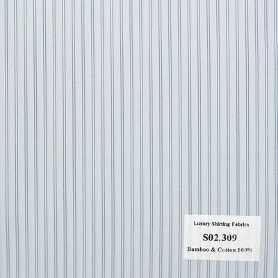 Vải May Đồng Phục Áo Sơ Mi Công Sở Màu Xanh Biển Đậm Sọc Dọc S02.309