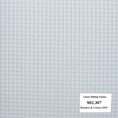 Vải May Đồng Phục Áo Sơ Mi Công Sở Màu Xanh Biển Caro S02.307