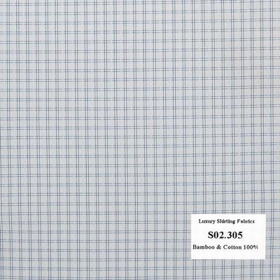 Vải May Đồng Phục Áo Sơ Mi Công Sở Màu Xanh Biển Caro S02.305