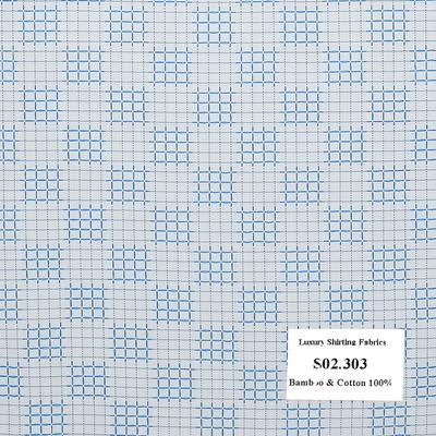 Vải May Đồng Phục Áo Sơ Mi Công Sở Màu Xanh Tím Caro S02.303