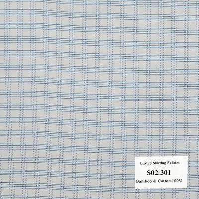 Vải May Đồng Phục Áo Sơ Mi Công Sở Màu Xanh Biển Caro S02.301