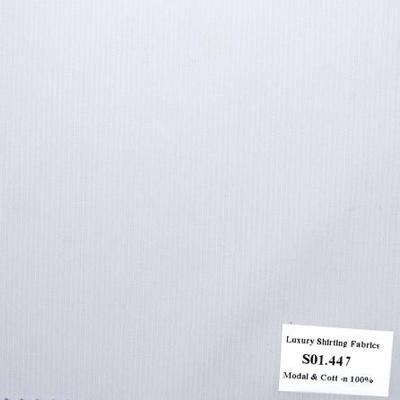 Vải May Đồng Phục Áo Sơ Mi Công Sở Màu Trắng Sọc Dọc S01.447