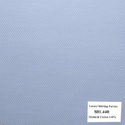 Vải May Đồng Phục Áo Sơ Mi Công Sở Màu Xanh Biển Sọc Xéo S01.440