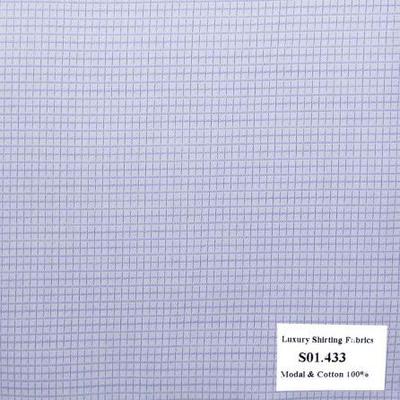 Vải May Đồng Phục Áo Sơ Mi Công Sở Màu Tím Caro S01.433