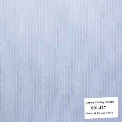 Vải May Đồng Phục Áo Sơ Mi Công Sở Màu Xanh Biển Sọc Dọc S01.427