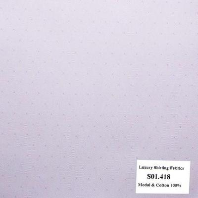 Vải May Đồng Phục Áo Sơ Mi Công Sở Màu Hồng Chấm Bi S01.418