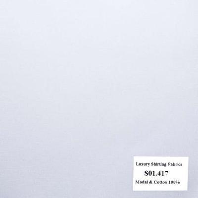 Vải May Đồng Phục Áo Sơ Mi Công Sở Màu Trắng Chấm Bi S01.417