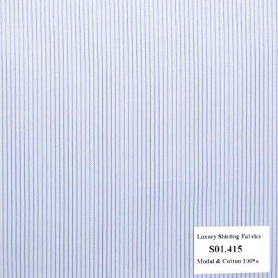 Vải May Đồng Phục Áo Sơ Mi Công Sở Màu Xanh Biển Sọc Dọc S01.415