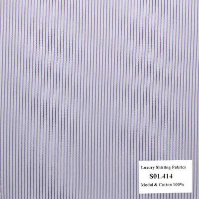 Vải May Đồng Phục Áo Sơ Mi Công Sở Màu Tím Sọc Dọc S01.414