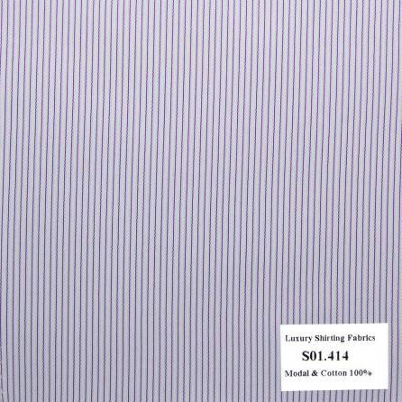 Vải May Đồng Phục Áo Sơ Mi Công Sở Màu Tím Sọc Dọc S01.414