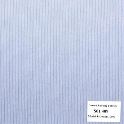 Vải May Đồng Phục Áo Sơ Mi Công Sở Màu Xanh Biển Sọc Dọc S01.409