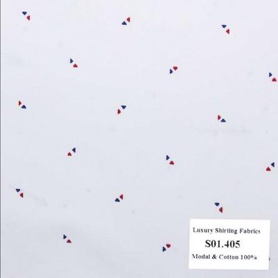 Vải May Đồng Phục Áo Sơ Mi Công Sở Màu Trắng Hoa Văn S01.405