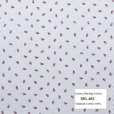 Vải May Đồng Phục Áo Sơ Mi Công Sở Màu Trắng Bông Đỏ S01.402