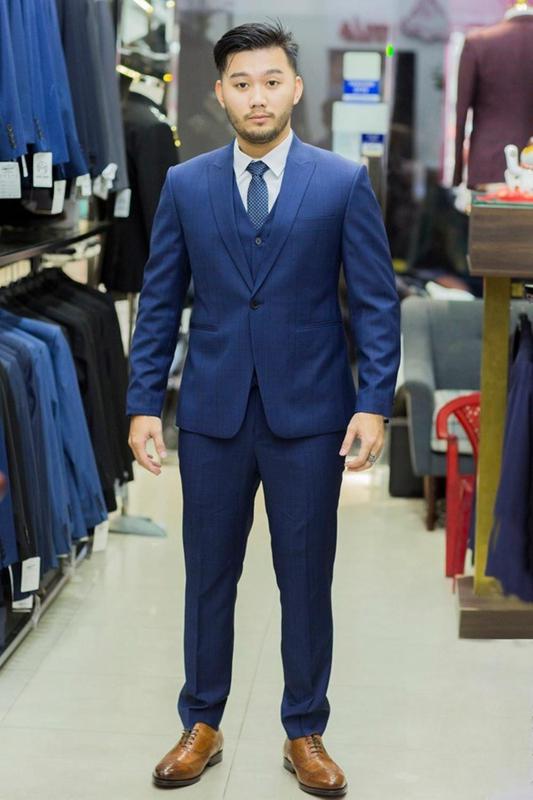 Suit Chú rể Xanh Caro ẩn 635101 