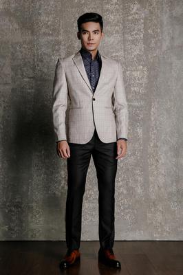 Áo Khoác Blazer Xám Caro - Cổ Ve Ngược -  1 Nút - 014