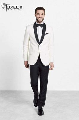 Bộ Tuxedo trắng 70% Wool 