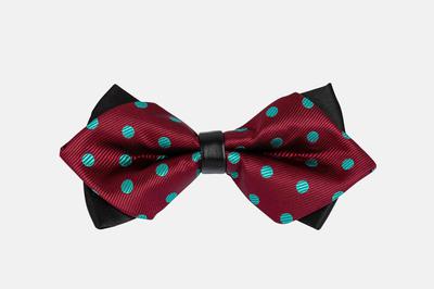 Nơ cưới màu đỏ chấm bi xanh lục N12