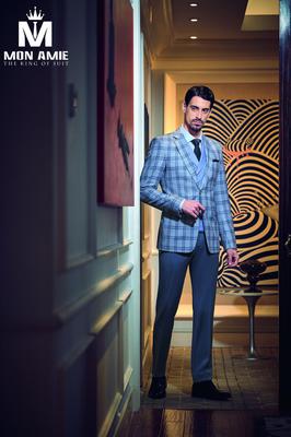 Bộ Vest Nam Caro Xanh Bích D610-1