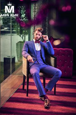  Bộ Comple Vest Nam Cao Cấp Tím Sọc D605-1