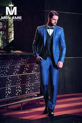 Bộ Vest Nam Cao Cấp Caro Xanh D583-1