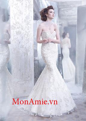 Đầm Đuôi Cá Đắp Ren Phần Cổ
