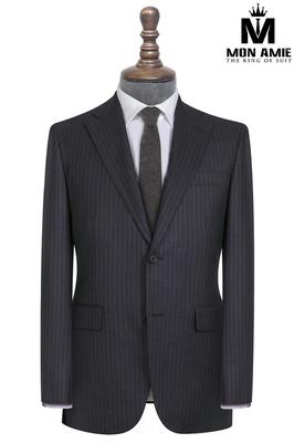 Bộ Vest Nam Công Sở Cao Cấp Xanh Đen Sọc D-606_3