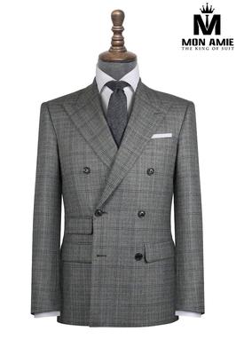 Bộ Vest Nam Công Sở Cao Cấp Xám Caro D600-2