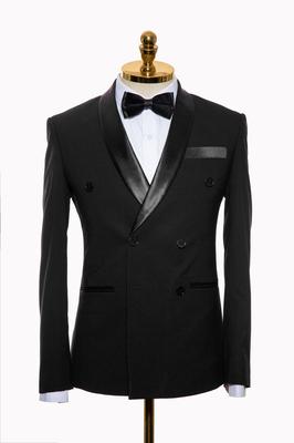 Bộ Vest Nam Công Sở Màu Đen Cổ Sam 6 Nút A50.002