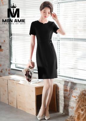 Váy công sở đen kèm belt sang trọng 