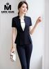 Set vest peplum xanh đen quần tây