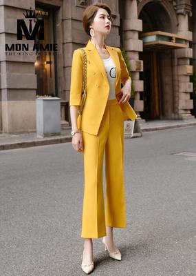 Set vest vàng ống suôn bao sang