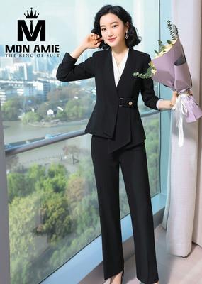 Set vest đen lệch tà ống suôn sang trọng