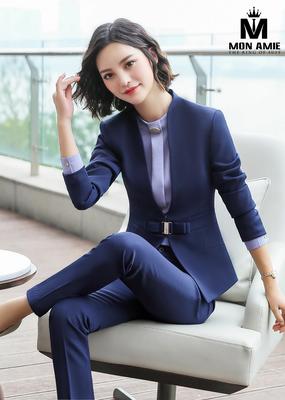 Set vest công sở xanh đen kèm belt nơ lạ mắt