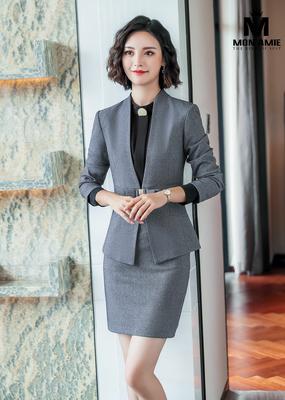 Set vest công sở ghi xám chân váy ôm kèm belt nơ lạ mắt