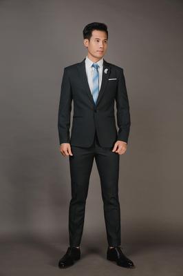 Vest xám đen 1 nút thời trang