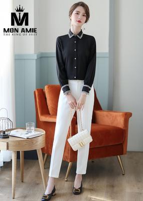 Sơ mi đen phối kim tuyến hàn quốc