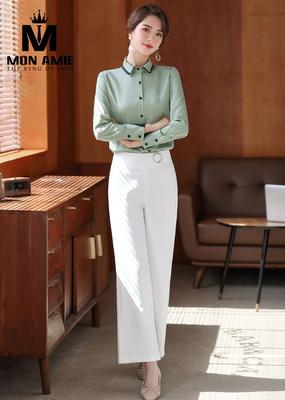 Sơ mi xanh mint phối ren nhẹ nhàng