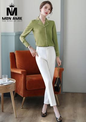 Sơ mi xanh pastel cổ vest xinh yêu
