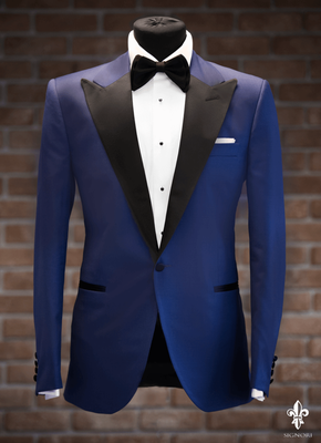 Tuxedo xanh dương 1 nút đơn giản