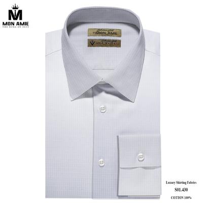 Áo sơ mi màu xám nhạt kẻ ô vuông mảnh S01.430