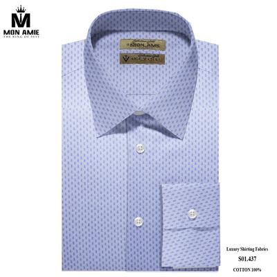 Áo sơ mi màu xanh họa tiết ô vuông đan xen S01.437