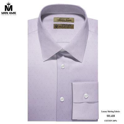 Áo sơ mi tím nhạt họa tiết hình vuông nhỏ S01.418