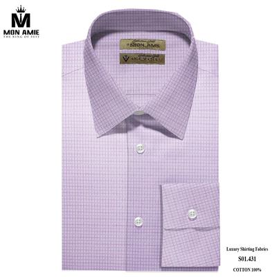 Áo sơ mi tím nhạt kẻ sọc vuông mảnh S01.431 (2)