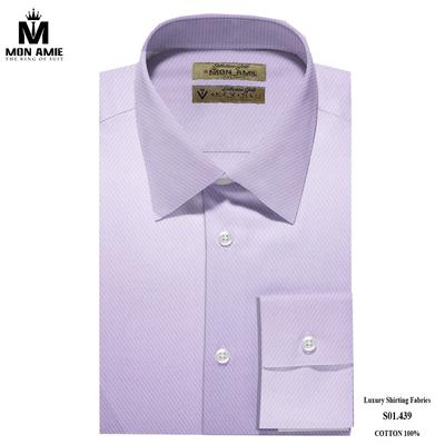 Áo sơ mi tím nhạt sọc chéo chìm S01.439